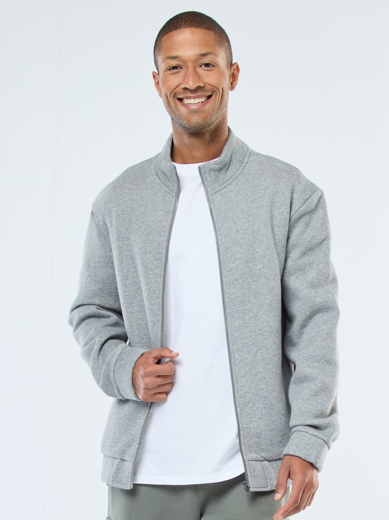 Sweatshirt de gola subida com fecho Cinza - Kiabi