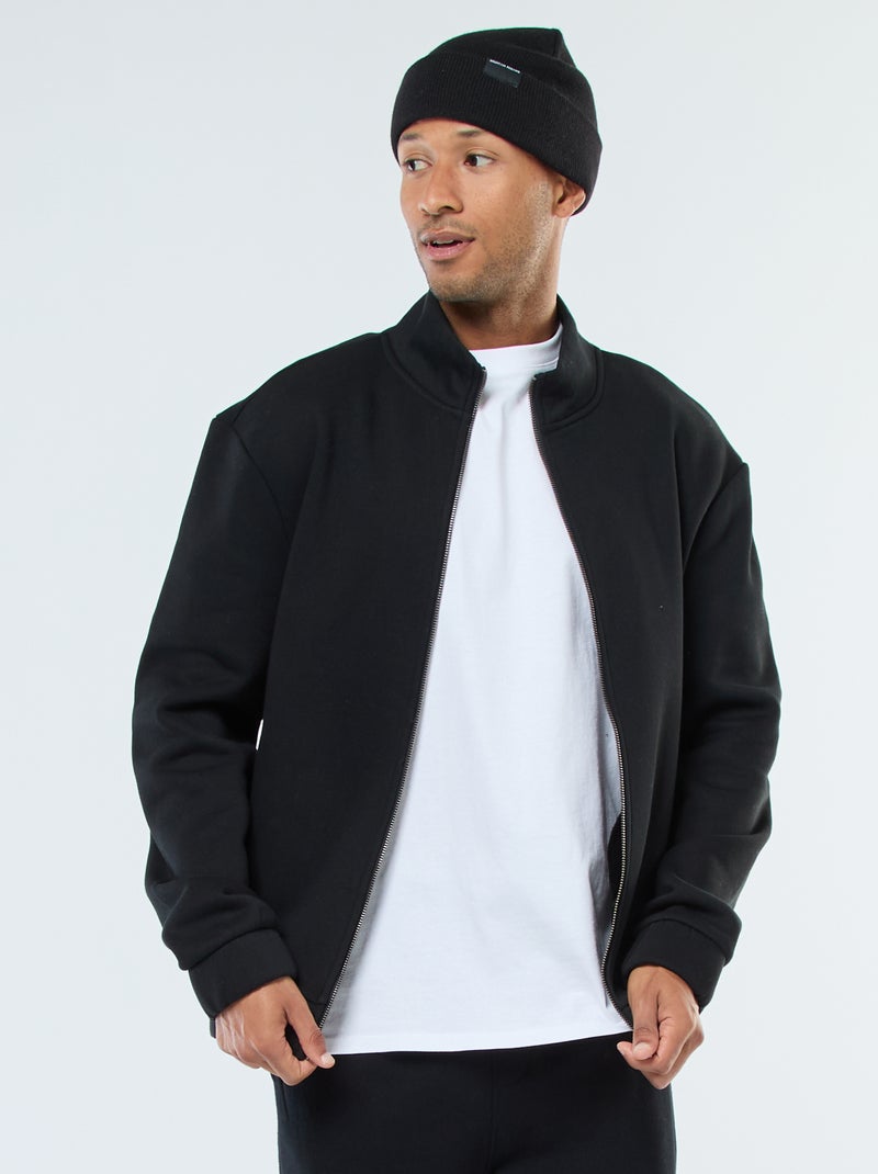 Sweatshirt de gola subida com fecho Preto - Kiabi