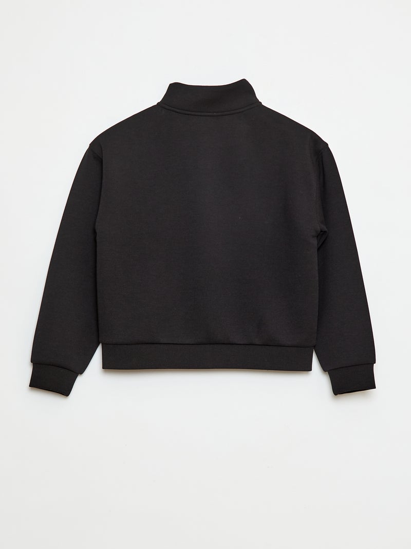 Sweatshirt de gola subida com fecho Preto - Kiabi