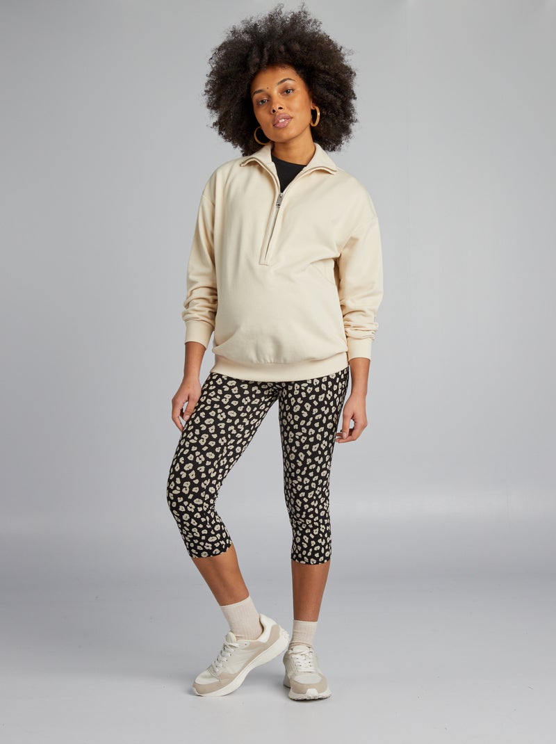 Sweatshirt de grávida com corte de fecho bege - Kiabi