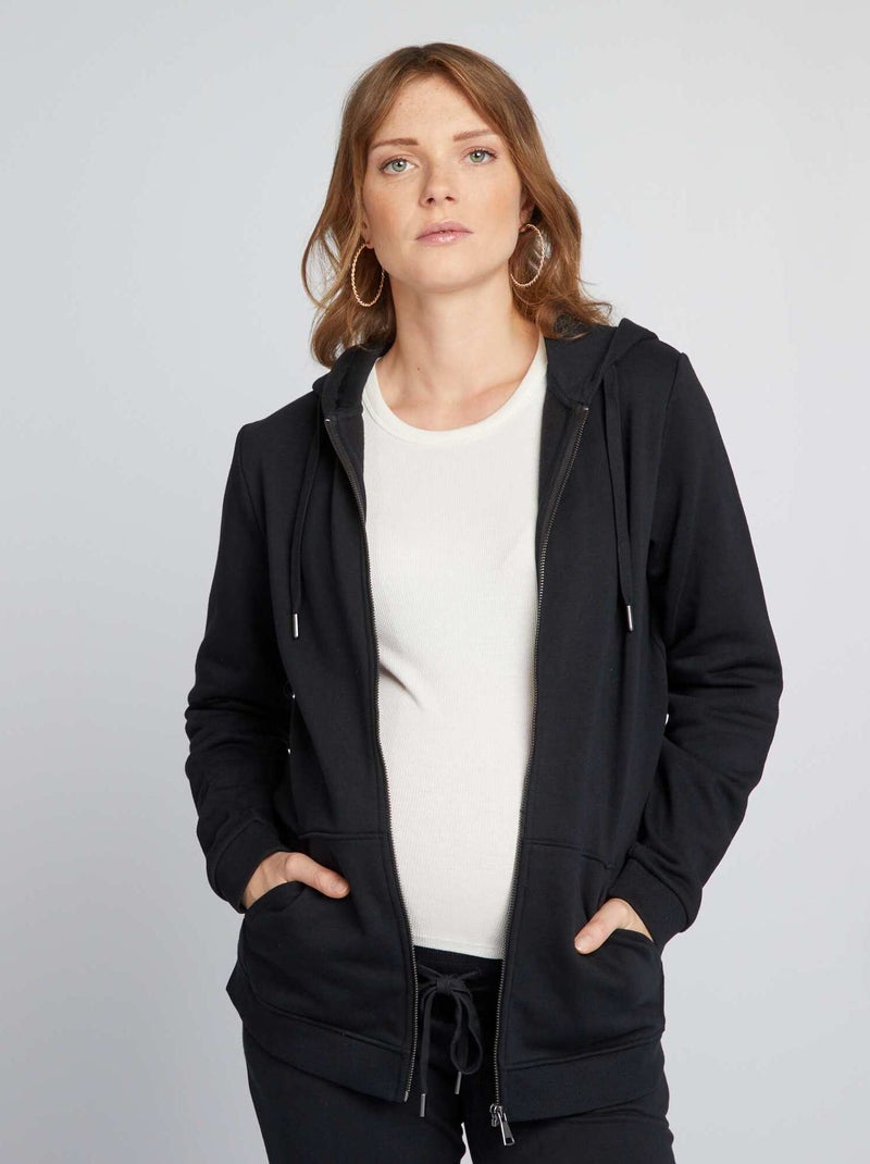 Sweatshirt de grávida com fecho em moletão Preto - Kiabi