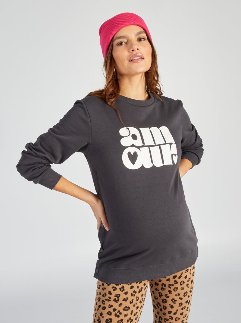 Sweatshirt de grávida e de amamentação PRETO - Kiabi