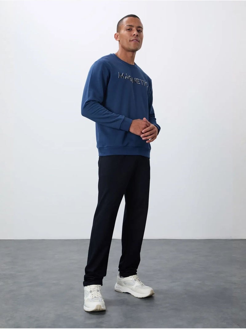 Sweatshirt de homem com estampado e gola redonda tommy Azul - Kiabi