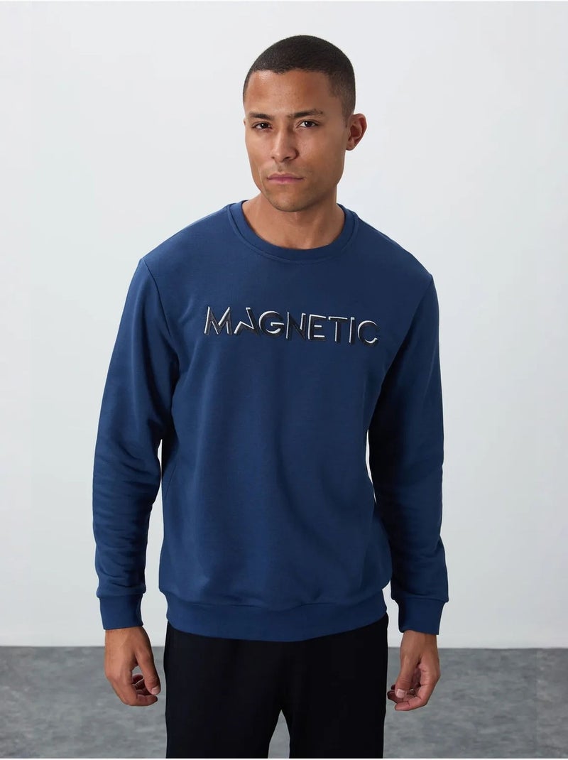 Sweatshirt de homem com estampado e gola redonda tommy Azul - Kiabi