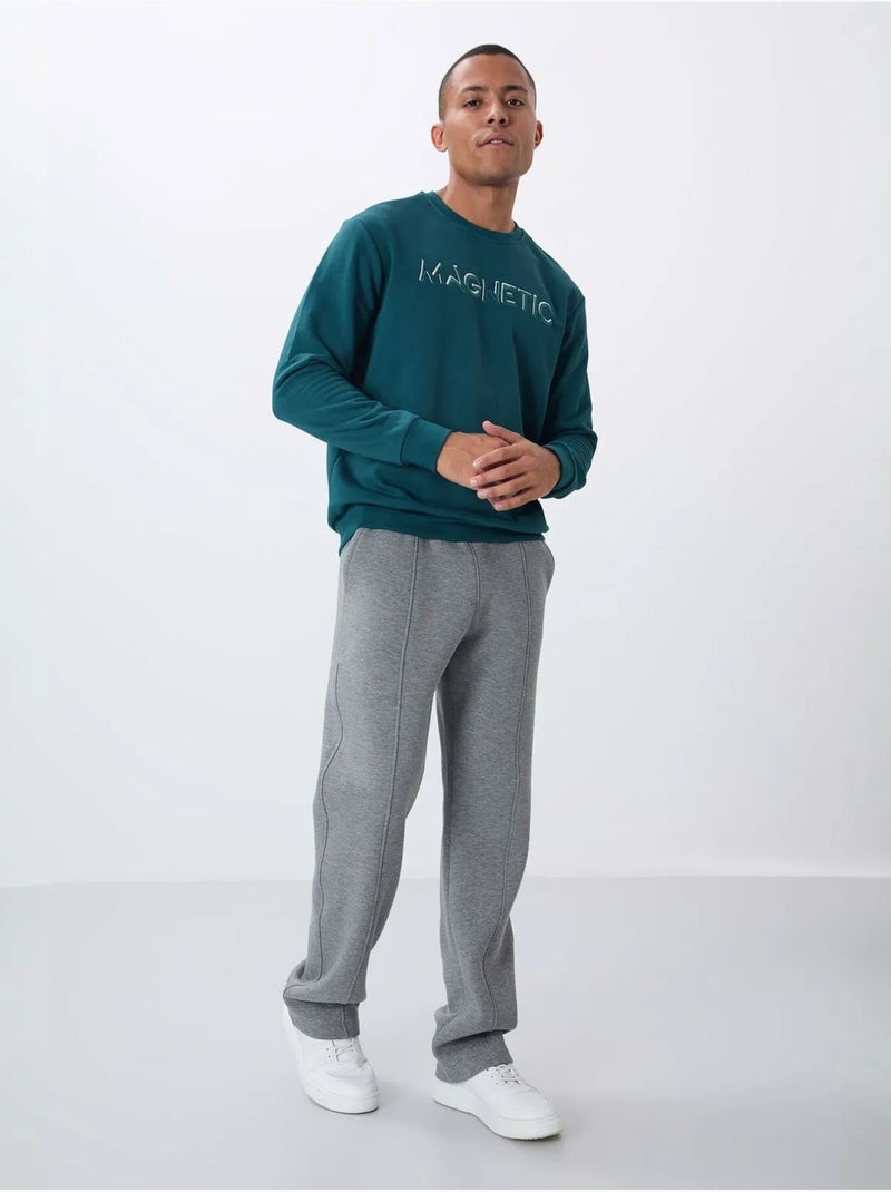 Sweatshirt de homem com estampado e gola redonda tommy Azul-petróleo - Kiabi