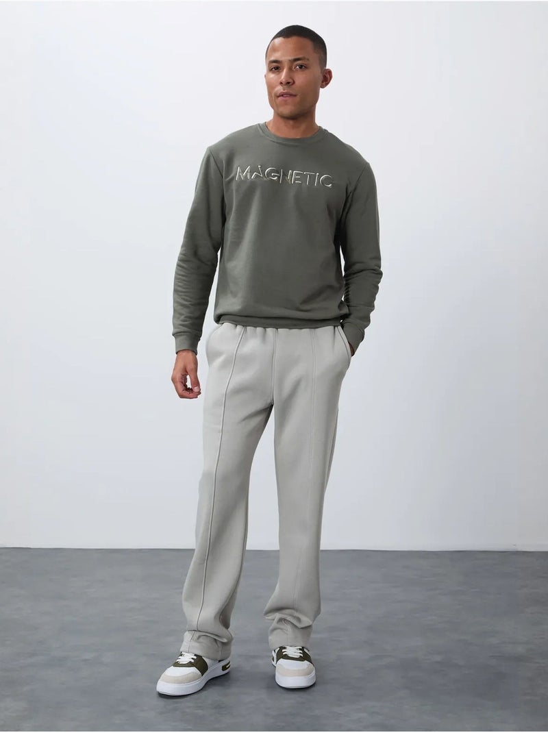 Sweatshirt de homem com estampado e gola redonda tommy Cáqui - Kiabi