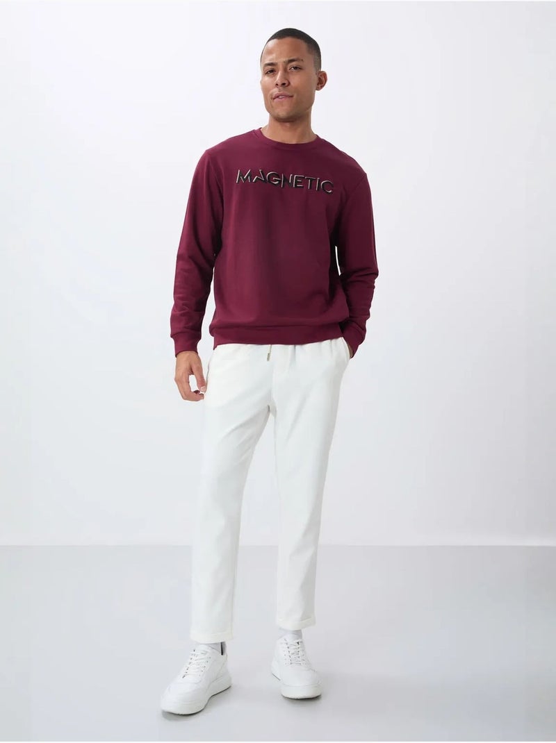 Sweatshirt de homem com estampado e gola redonda tommy Vermelho bordô - Kiabi
