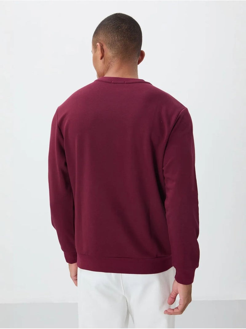 Sweatshirt de homem com estampado e gola redonda tommy Vermelho bordô - Kiabi