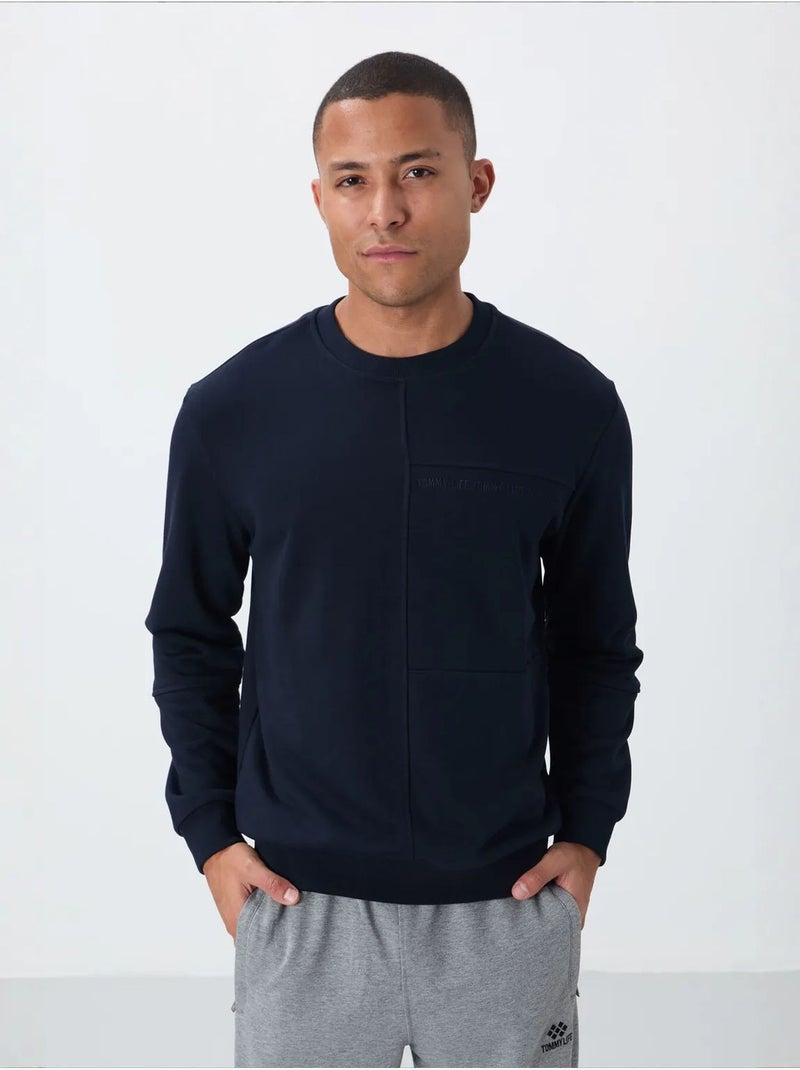 Sweatshirt de homem lisa com gola redonda tommy Azul-marinho - Kiabi