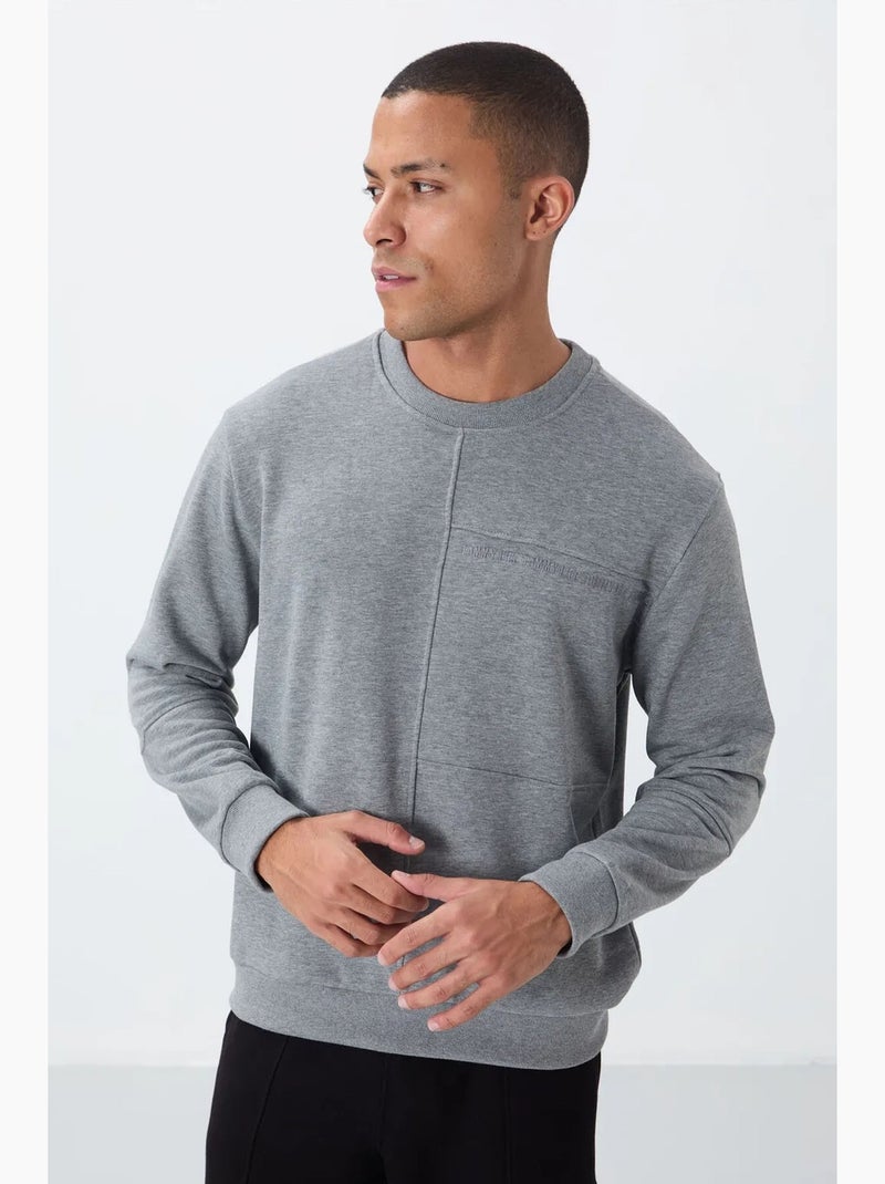 Sweatshirt de homem lisa com gola redonda tommy Cinza - Kiabi