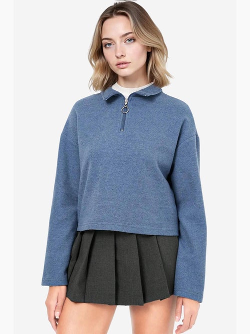 Sweatshirt de malha com gola com fecho bdart - Kiabi Sweatshirt de malha com gola com fecho bdart - Kiabi