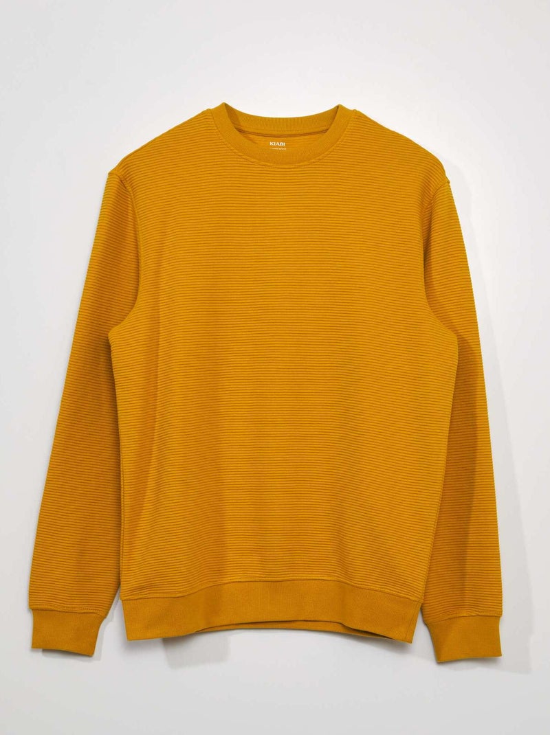 Sweatshirt de malha com gola redonda às riscas AMARELO - Kiabi