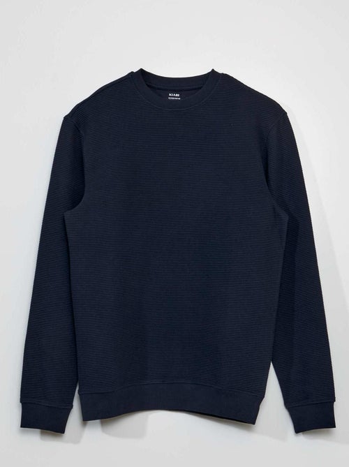 Sweatshirt de malha com gola redonda às riscas - Kiabi