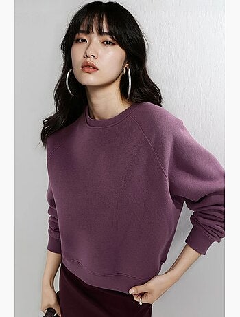 Sweatshirt de malha com gola redonda e manga comprida busem
