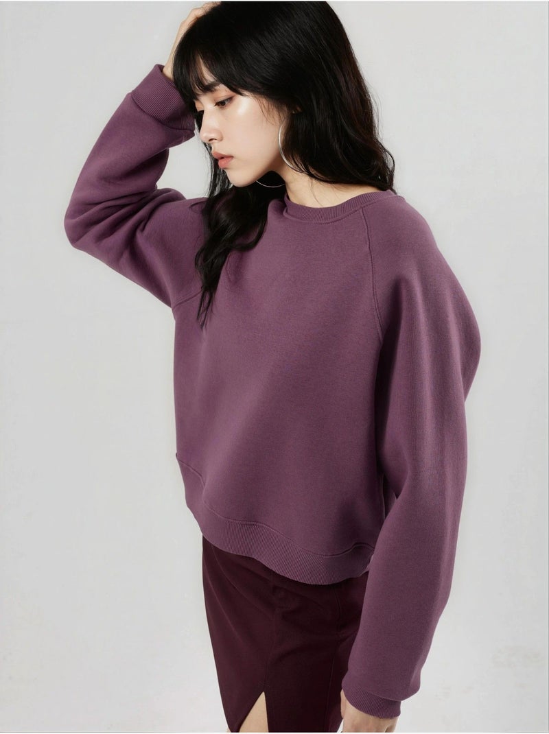 Sweatshirt de malha com gola redonda e manga comprida busem Lavanda - Kiabi