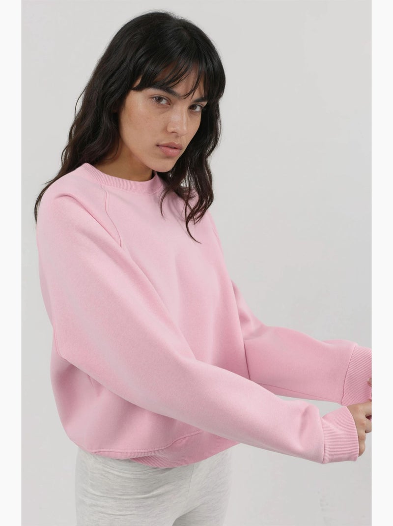 Sweatshirt de malha com gola redonda e manga comprida busem Rosa-pálido - Kiabi