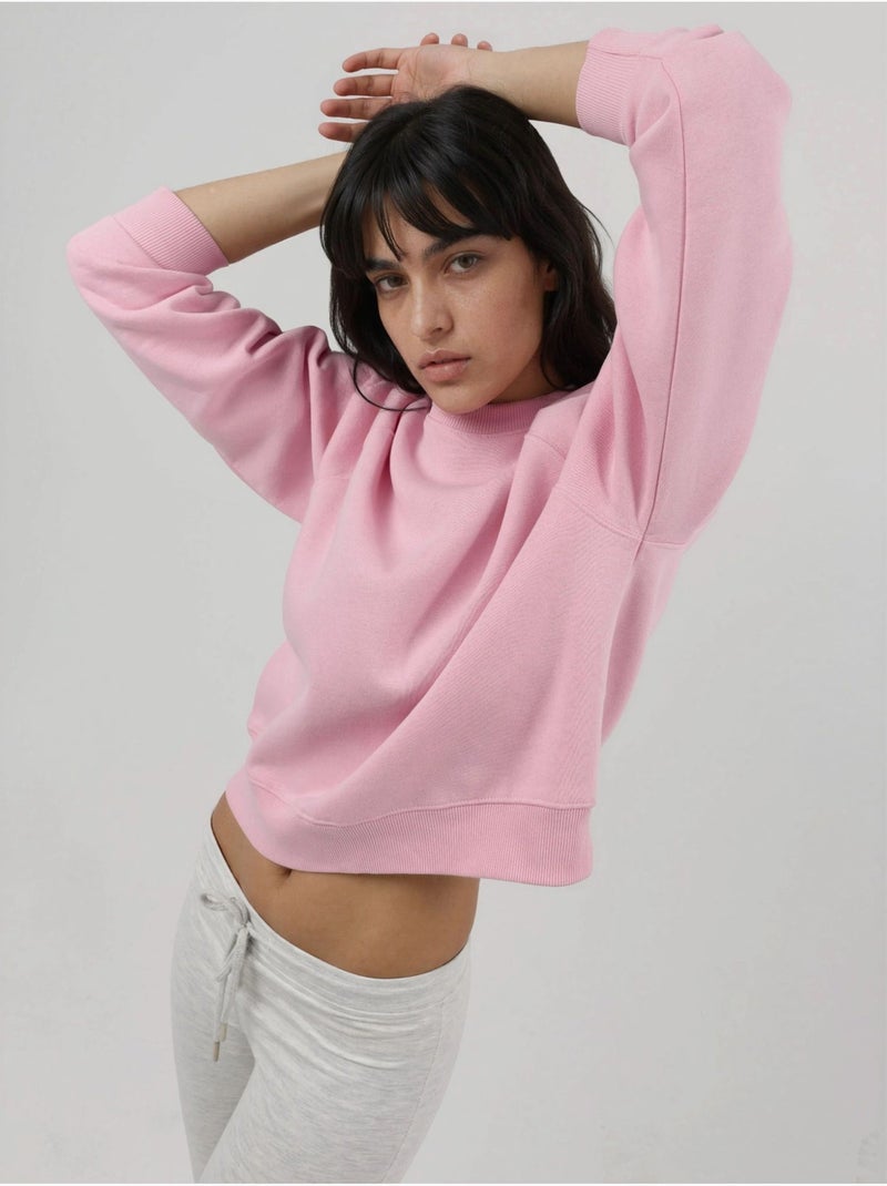Sweatshirt de malha com gola redonda e manga comprida busem Rosa-pálido - Kiabi
