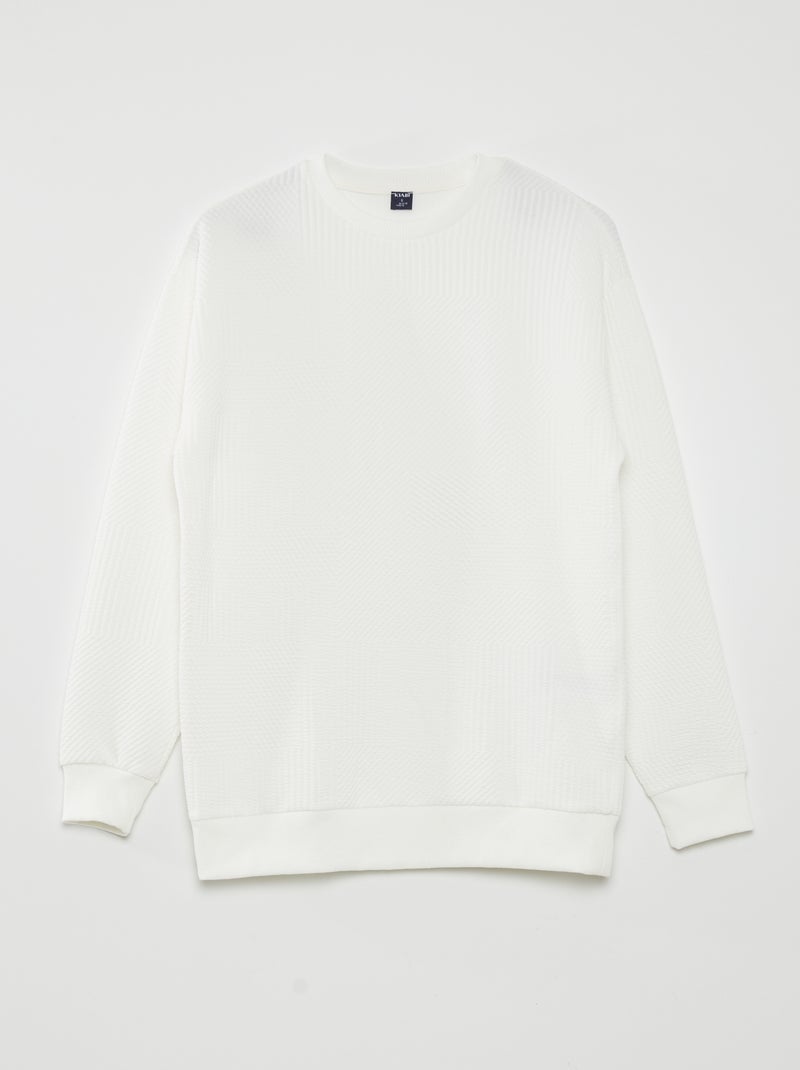 Sweatshirt de malha ottoman com relevo Branco - Kiabi