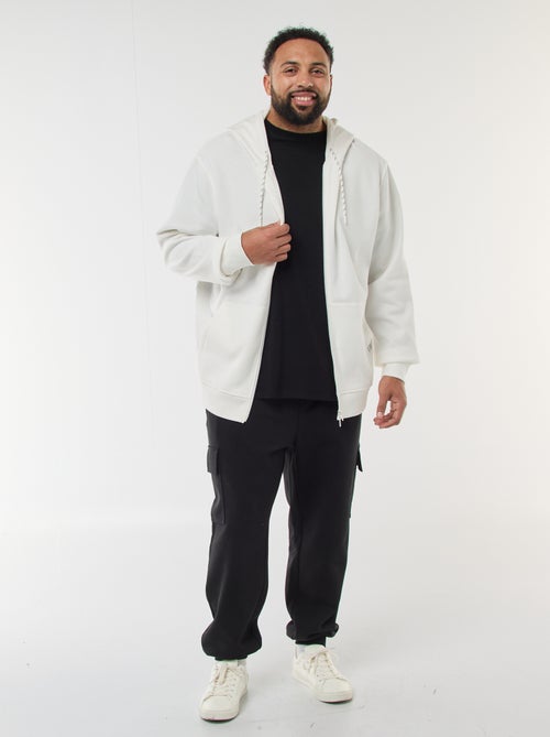 Sweatshirt de malha piqué com abertura com fecho e capuz - Kiabi