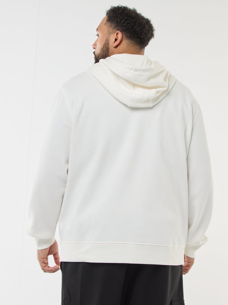 Sweatshirt de malha piqué com abertura com fecho e capuz Branco - Kiabi