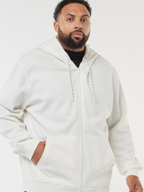 Sweatshirt de malha piqué com abertura com fecho e capuz - Kiabi