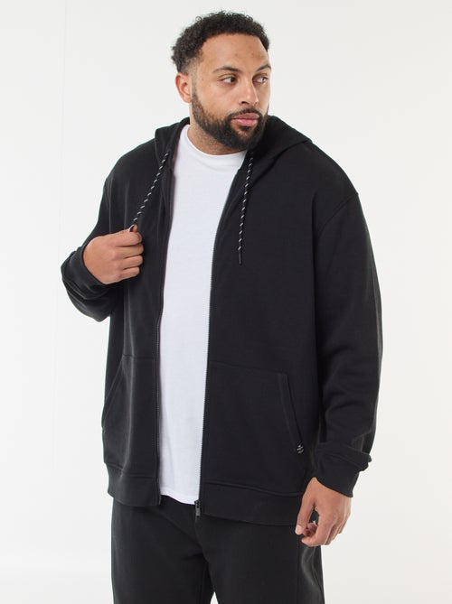 Sweatshirt de malha piqué com abertura com fecho e capuz - Kiabi