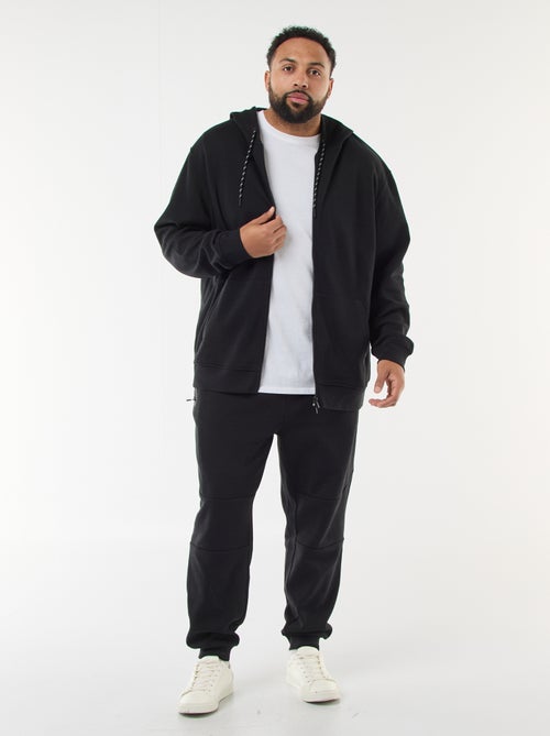 Sweatshirt de malha piqué com abertura com fecho e capuz - Kiabi