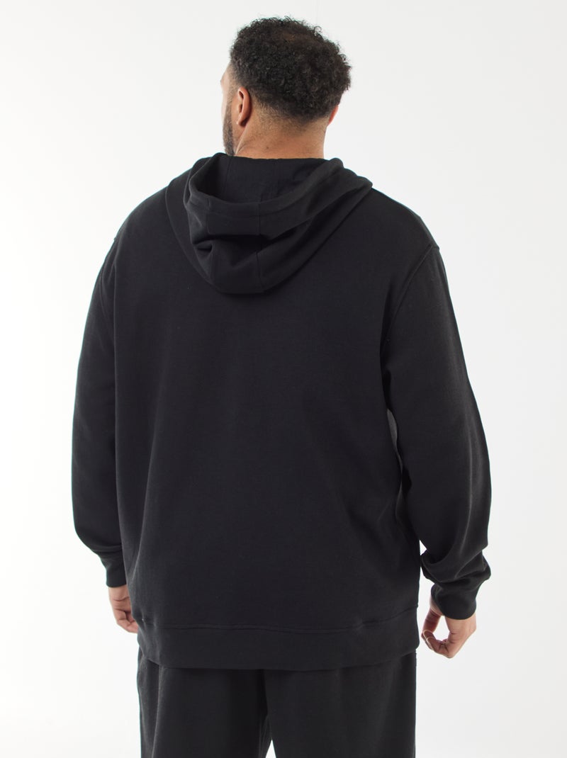Sweatshirt de malha piqué com abertura com fecho e capuz Preto - Kiabi