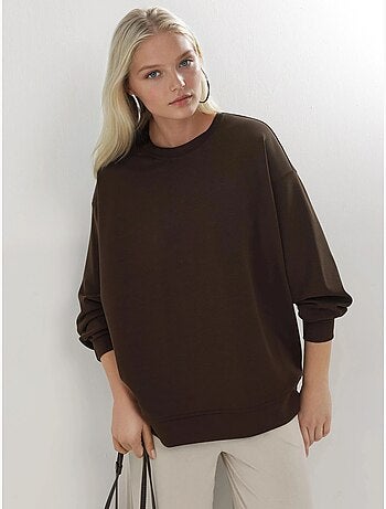 Sweatshirt de malha relaxed fit com decote redondo busem