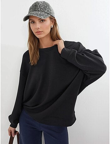 Sweatshirt de malha relaxed fit com decote redondo busem