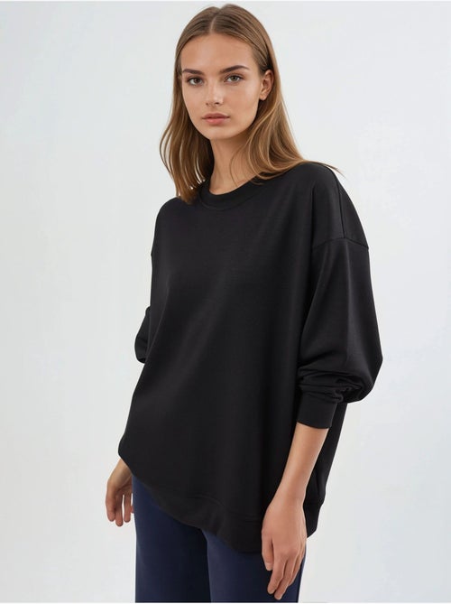 Sweatshirt de malha relaxed fit com decote redondo busem - Kiabi Sweatshirt de malha relaxed fit com decote redondo busem - Kiabi