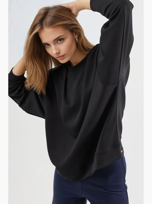 Sweatshirt de malha relaxed fit com decote redondo busem - Kiabi Sweatshirt de malha relaxed fit com decote redondo busem - Kiabi