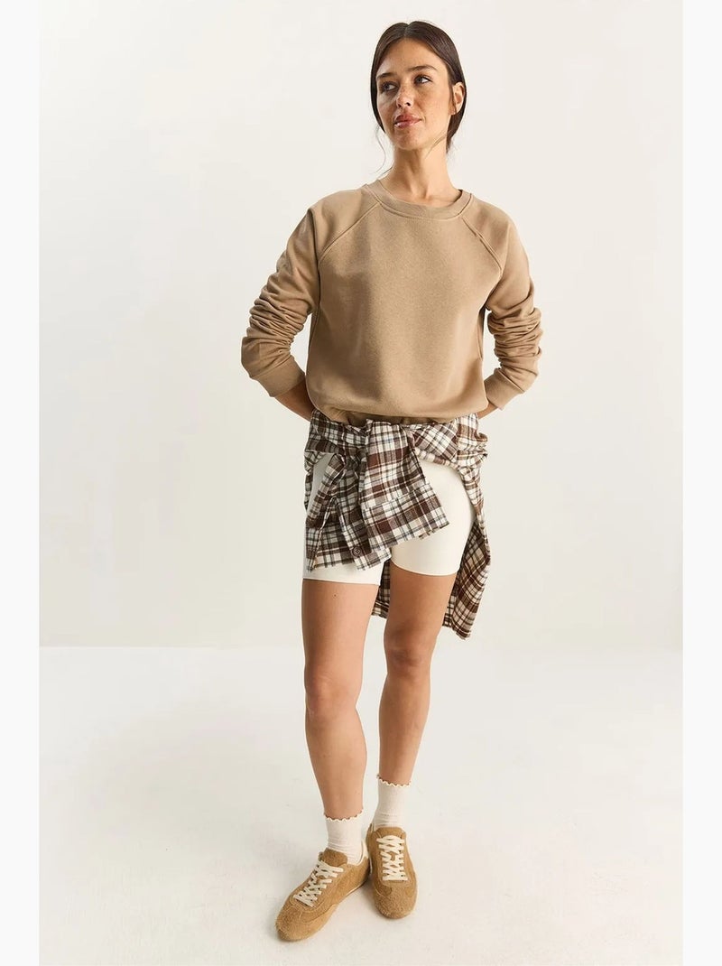 Sweatshirt de malha relaxed fit com decote redondo lucci Bege-argila - Kiabi