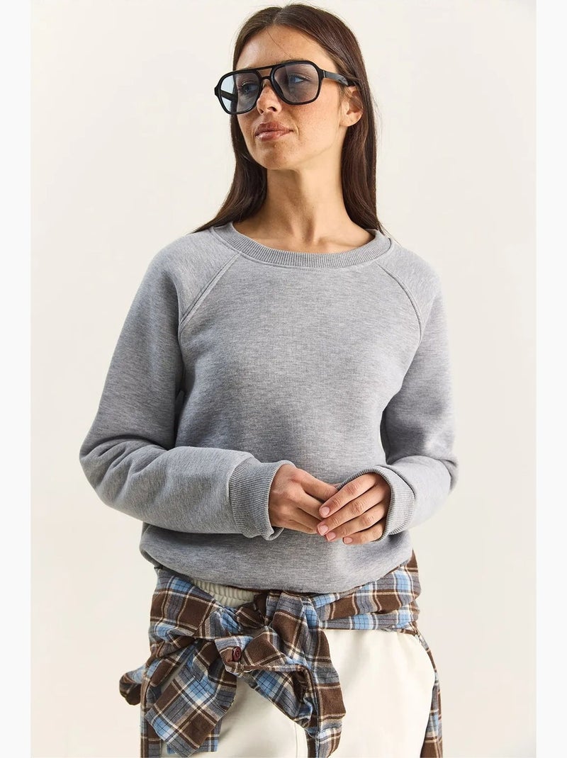 Sweatshirt de malha relaxed fit com decote redondo lucci Cinza médio - Kiabi