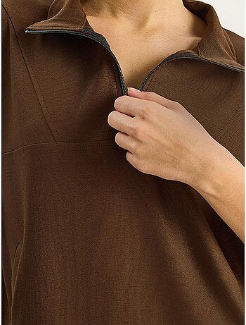 Sweatshirt de malha relaxed fit com gola com fecho de correr lucci