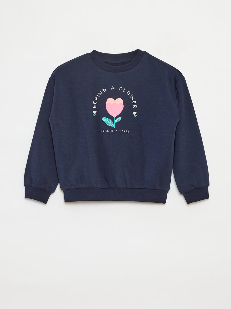Sweatshirt de manga comprida com estampado Azul - Kiabi