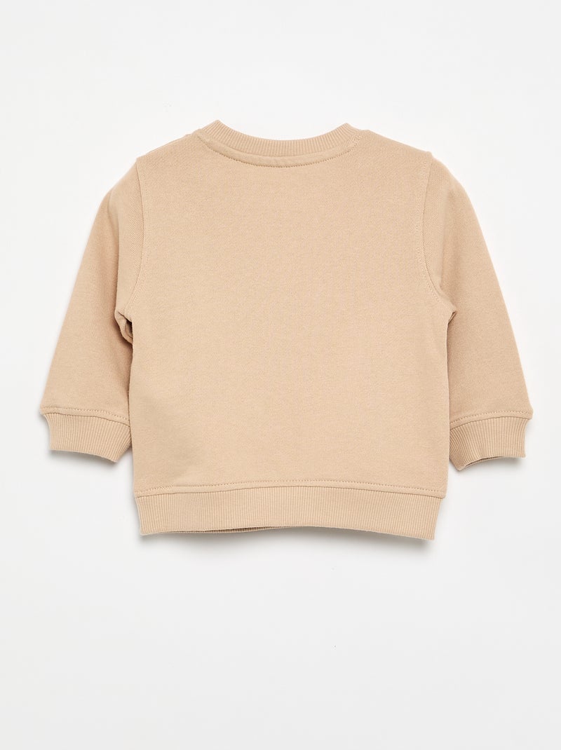 Sweatshirt de manga comprida com estampado Bege - Kiabi