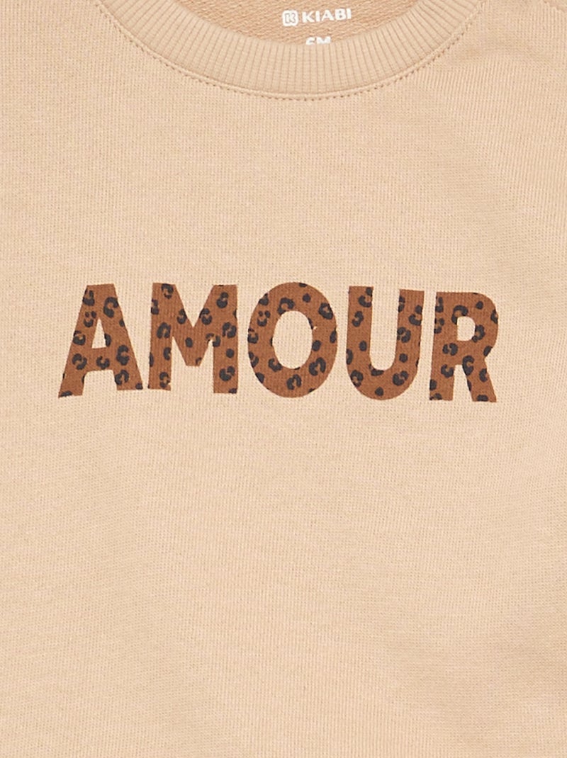 Sweatshirt de manga comprida com estampado Bege - Kiabi