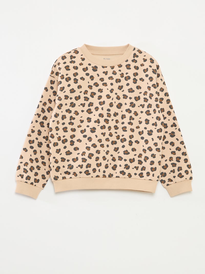 Sweatshirt de manga comprida com estampado Bege - Kiabi