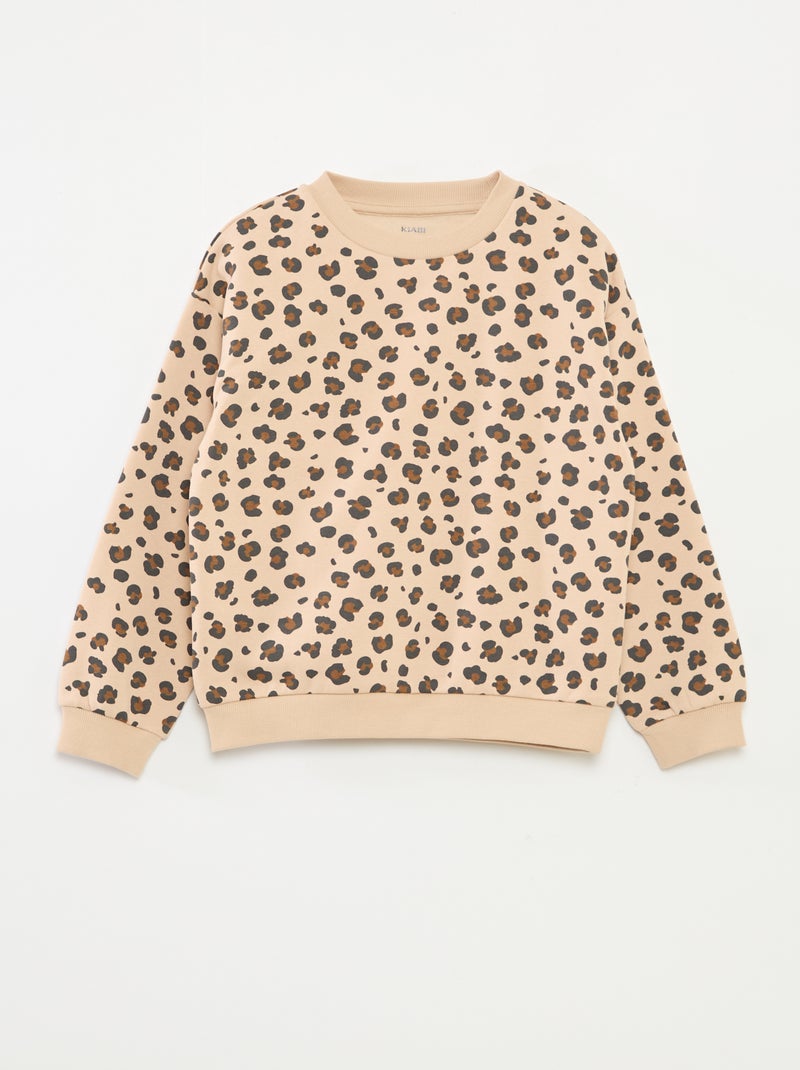 Sweatshirt de manga comprida com estampado Bege - Kiabi