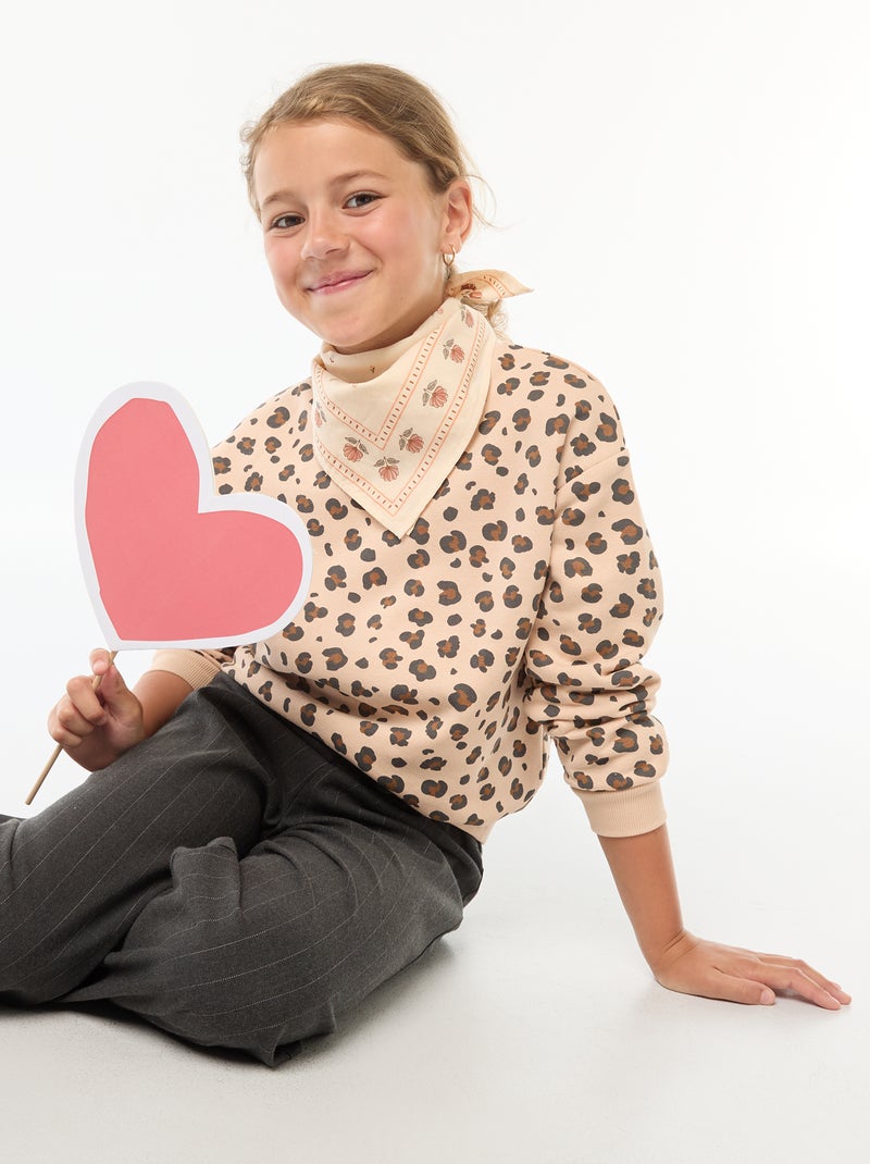 Sweatshirt de manga comprida com estampado Bege - Kiabi