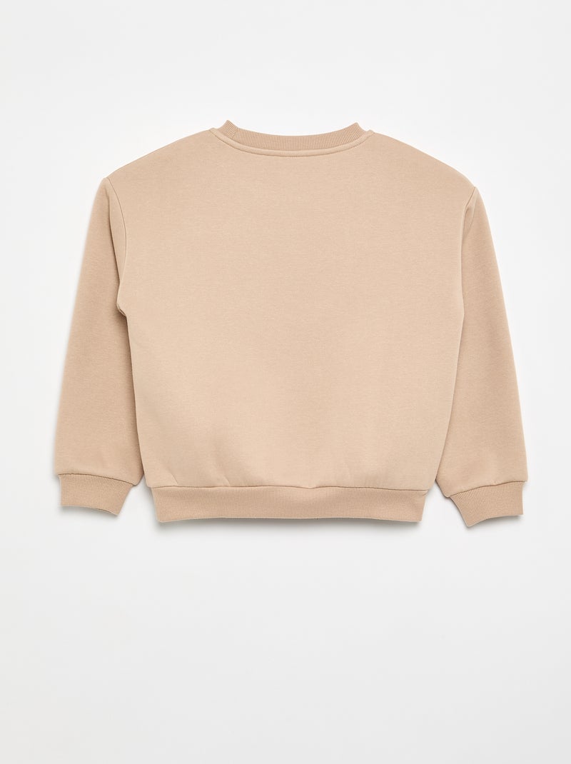 Sweatshirt de manga comprida com estampado Bege - Kiabi