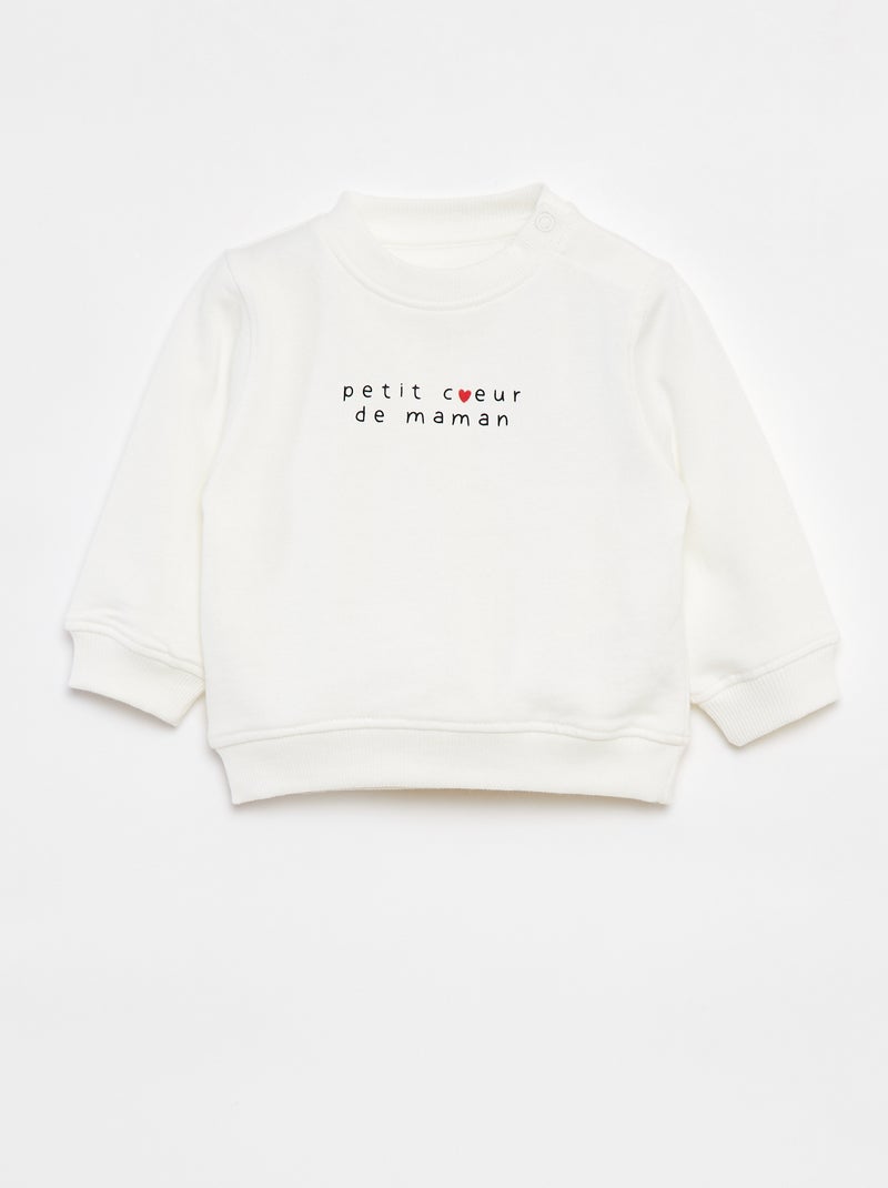 Sweatshirt de manga comprida com estampado Branco - Kiabi