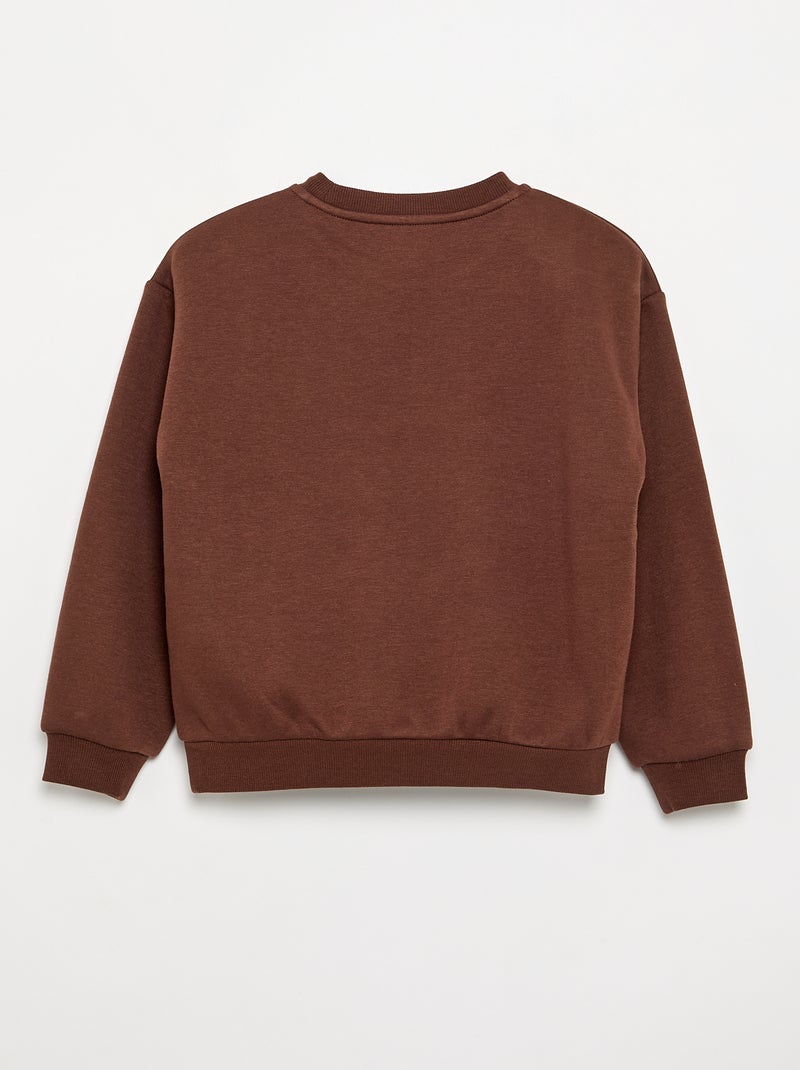Sweatshirt de manga comprida com estampado Castanho - Kiabi