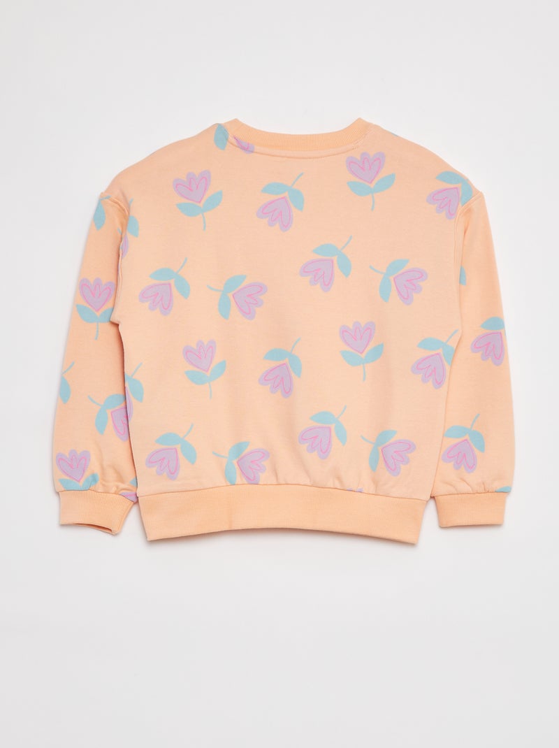 Sweatshirt de manga comprida com estampado LARANJA - Kiabi