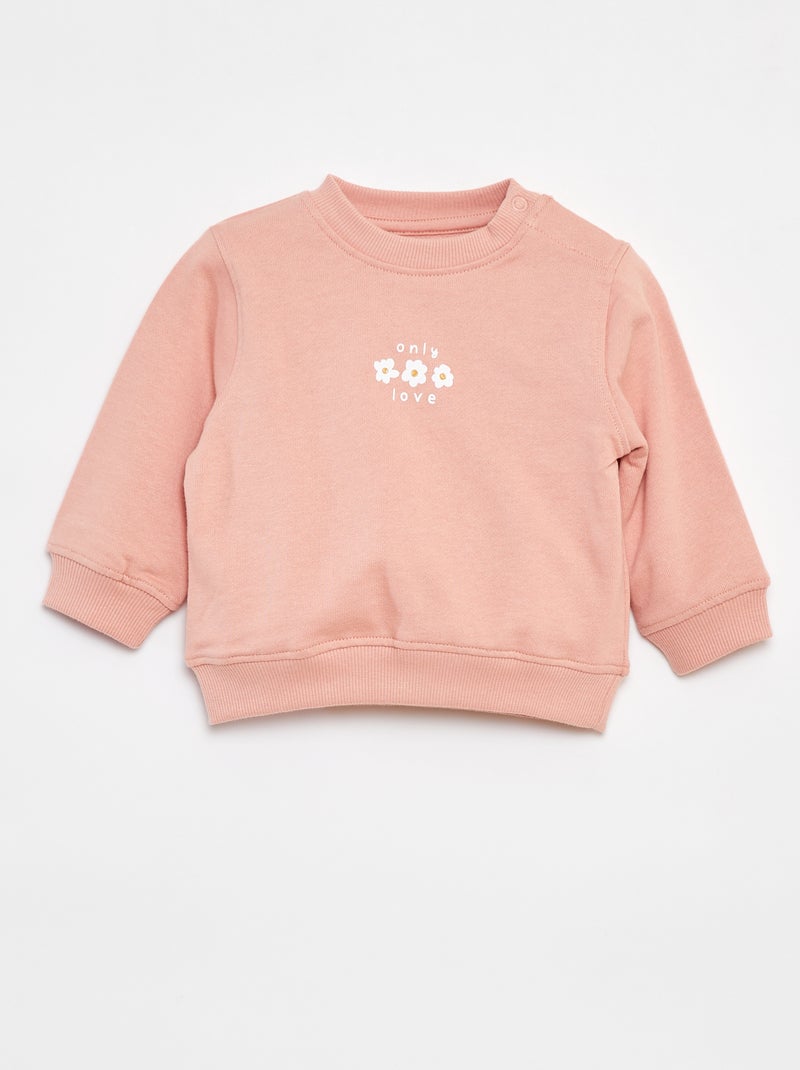 Sweatshirt de manga comprida com estampado Rosa - Kiabi