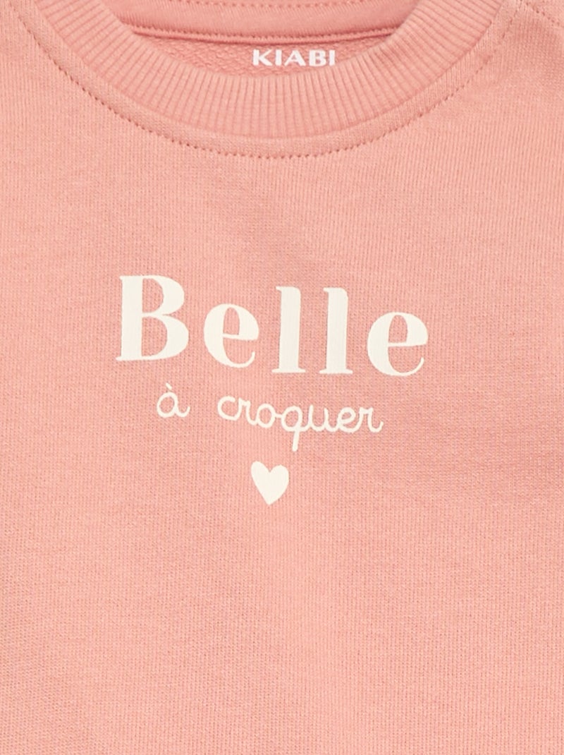 Sweatshirt de manga comprida com estampado Rosa - Kiabi