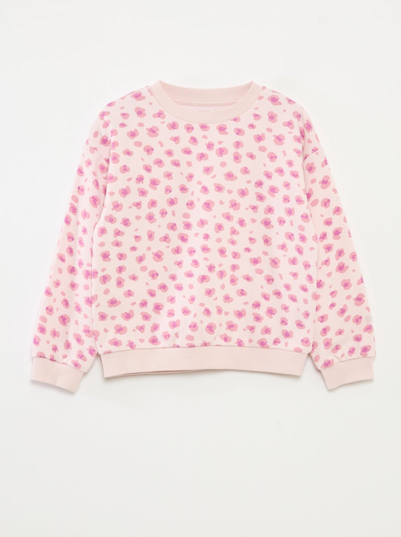 Sweatshirt de manga comprida com estampado Rosa - Kiabi