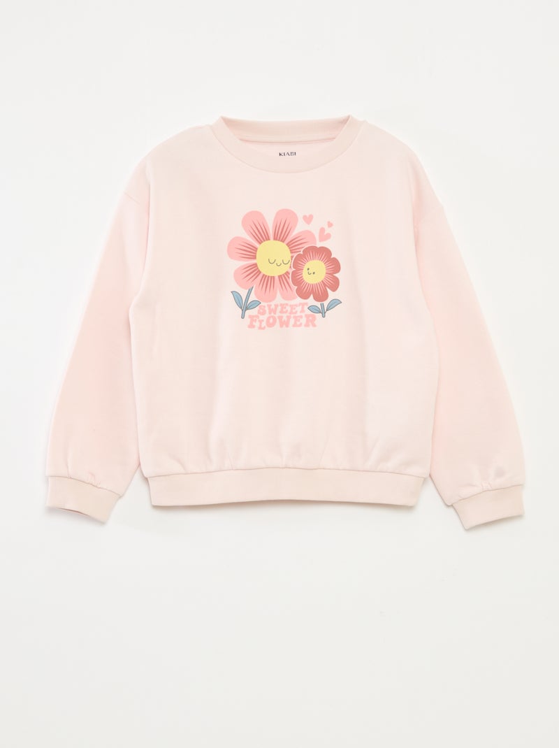 Sweatshirt de manga comprida com estampado Rosa - Kiabi