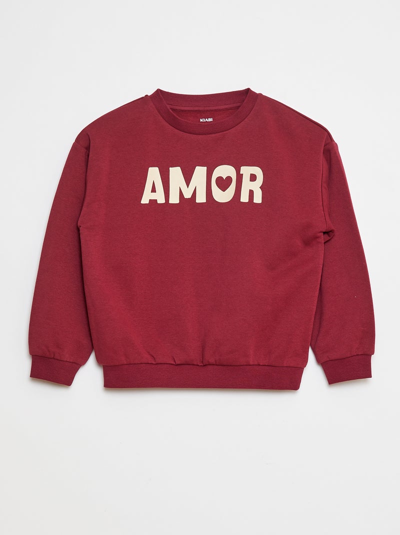 Sweatshirt de manga comprida com estampado Vermelho - Kiabi